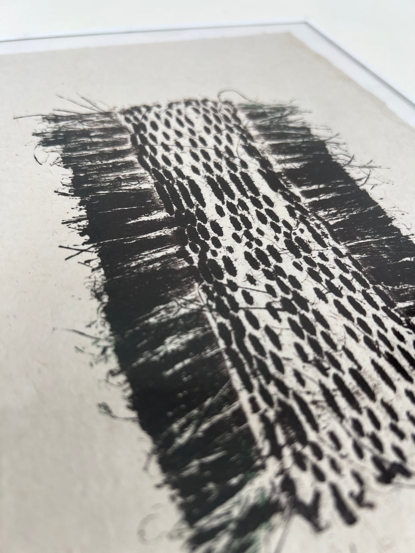 Estampe de tissage marron encadrée sur papier Lokta